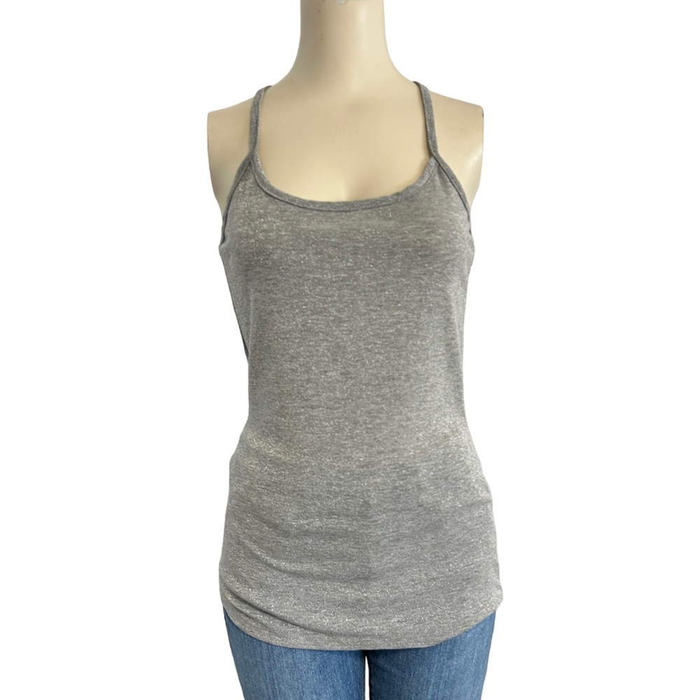 Timing Silver Metallic Racer Bank Tank Womens Large NEW.